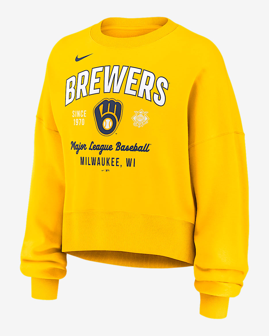 Milwaukee Brewers Women's Nike MLB Pullover Crew - Gold