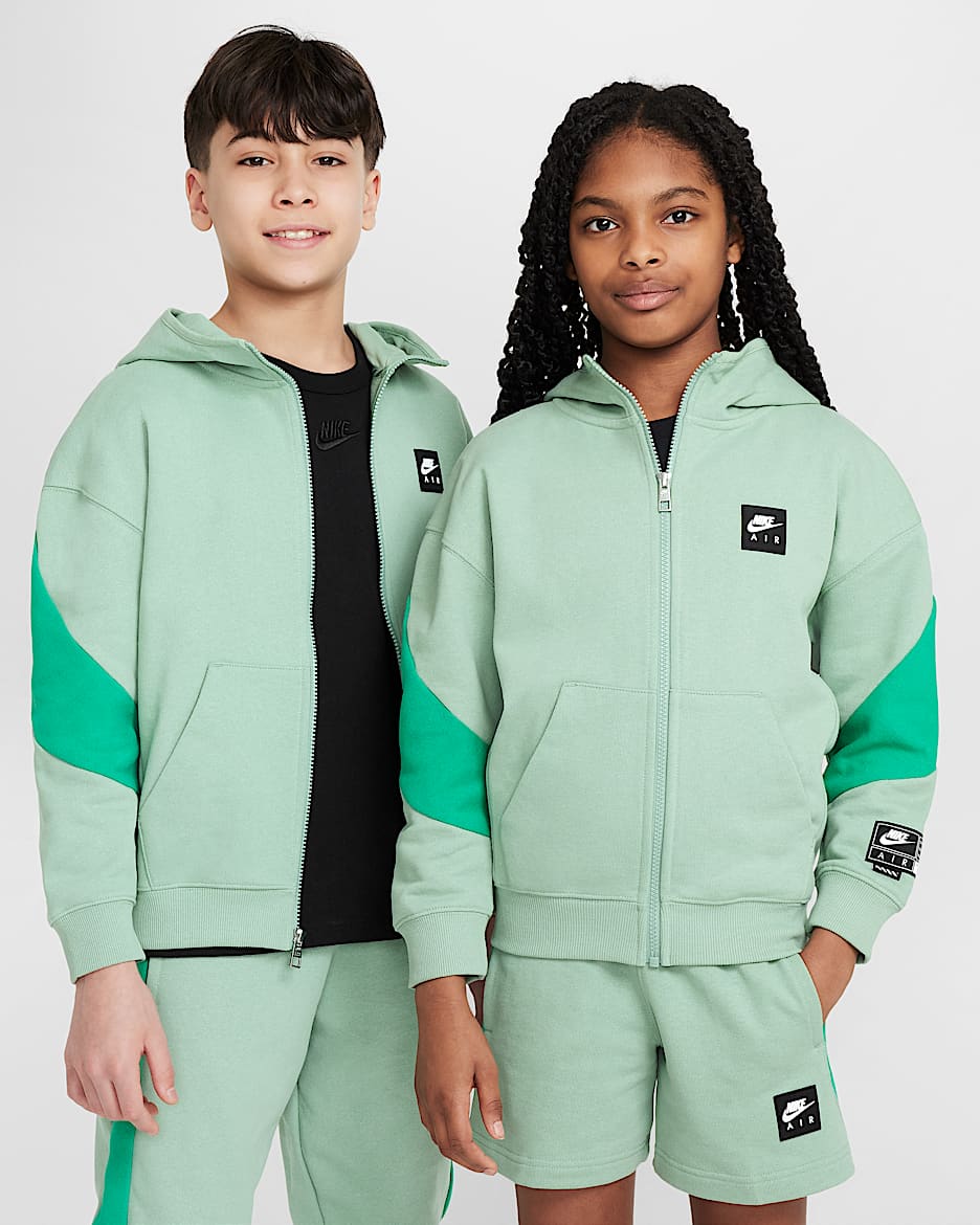 Nike Air Sudadera con capucha y cremallera completa de tejido Fleece - Niño/a - Steam/Stadium Green/Negro