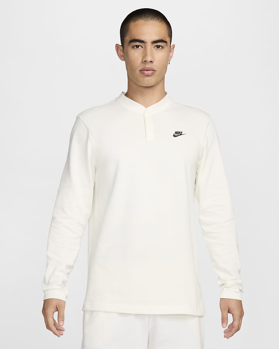 Nike Club Men's Long-Sleeve Henley - Sail/Sail/Black