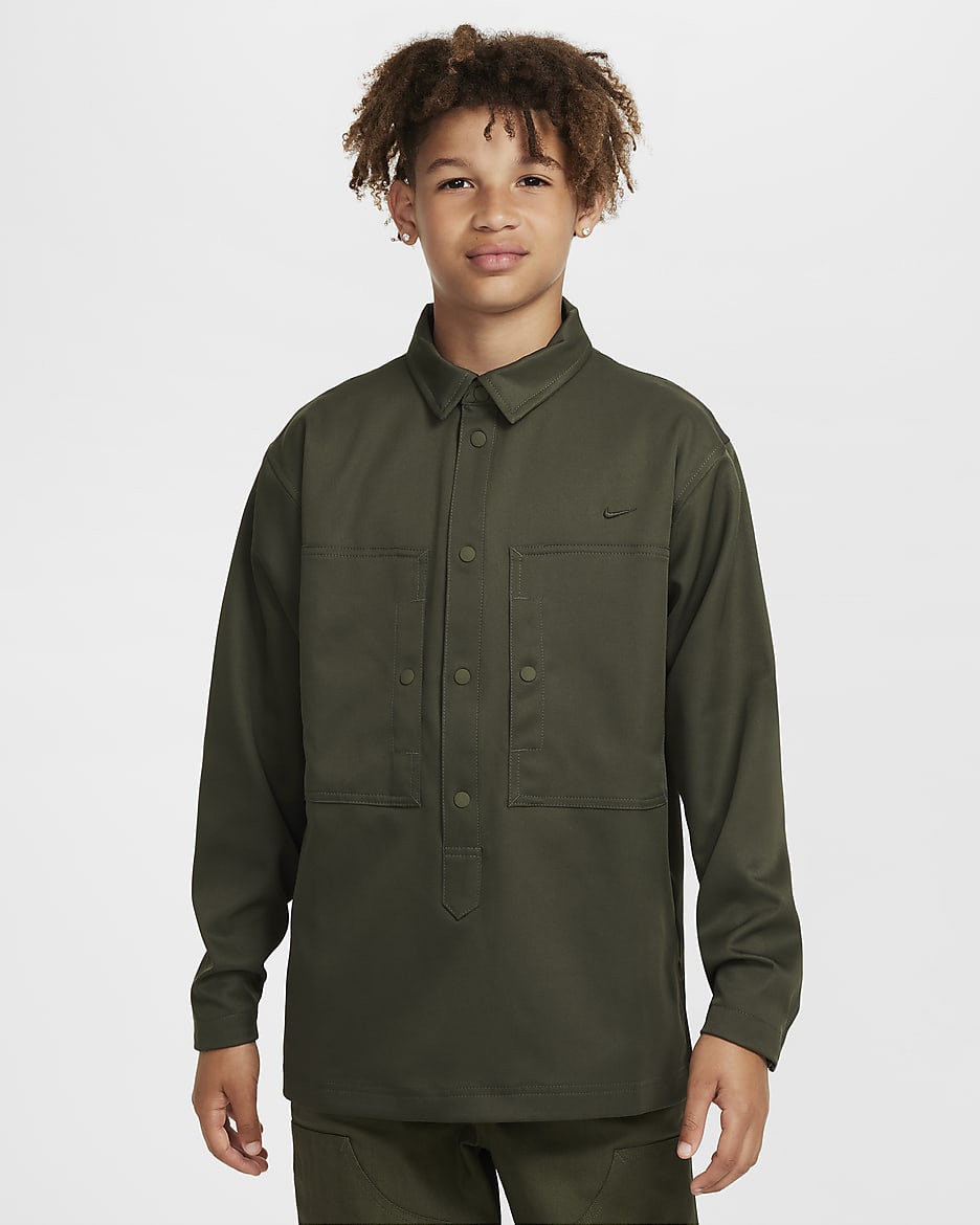 Nike Sportswear Metro Ground Older Kids' Top - Cargo Khaki/Sequoia