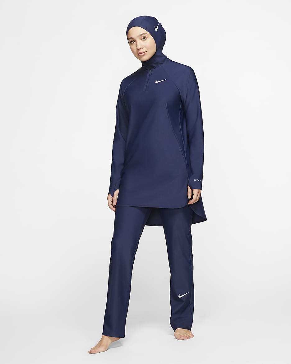 Nike Victory heldekkende badetunika til dame - Midnight Navy/Midnight Navy/Hvit