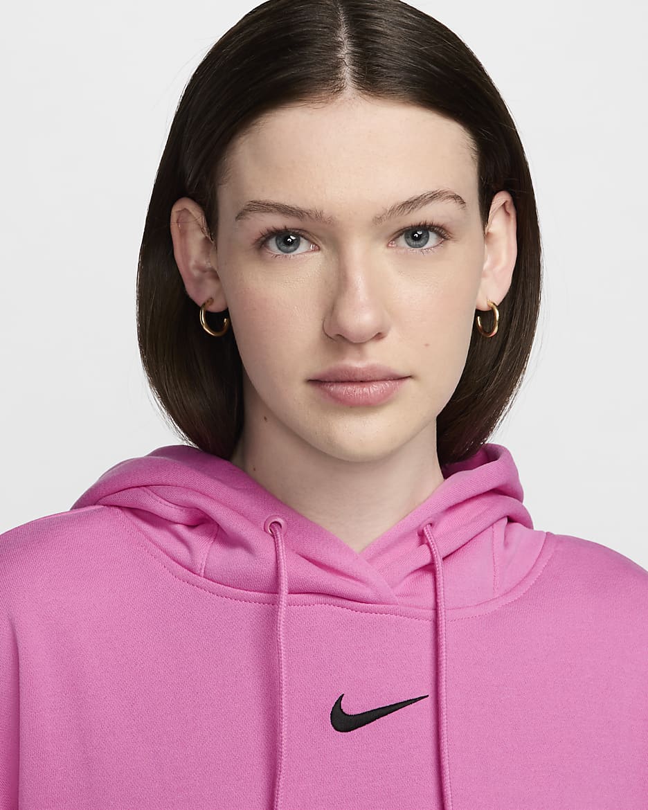 Sudadera con gorro sin cierre de French Terry oversized para mujer Nike Sportswear Phoenix Fleece - Rosa alegre/Negro