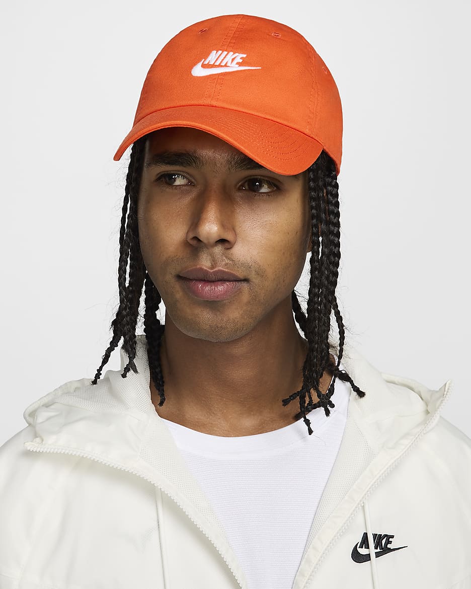 Nike Club Unstructured Futura Wash Cap - Safety Orange/White