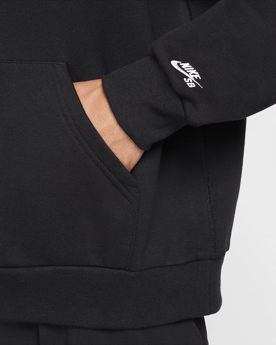 Nike SB Fleece Pullover Skate Hoodie - Black/White