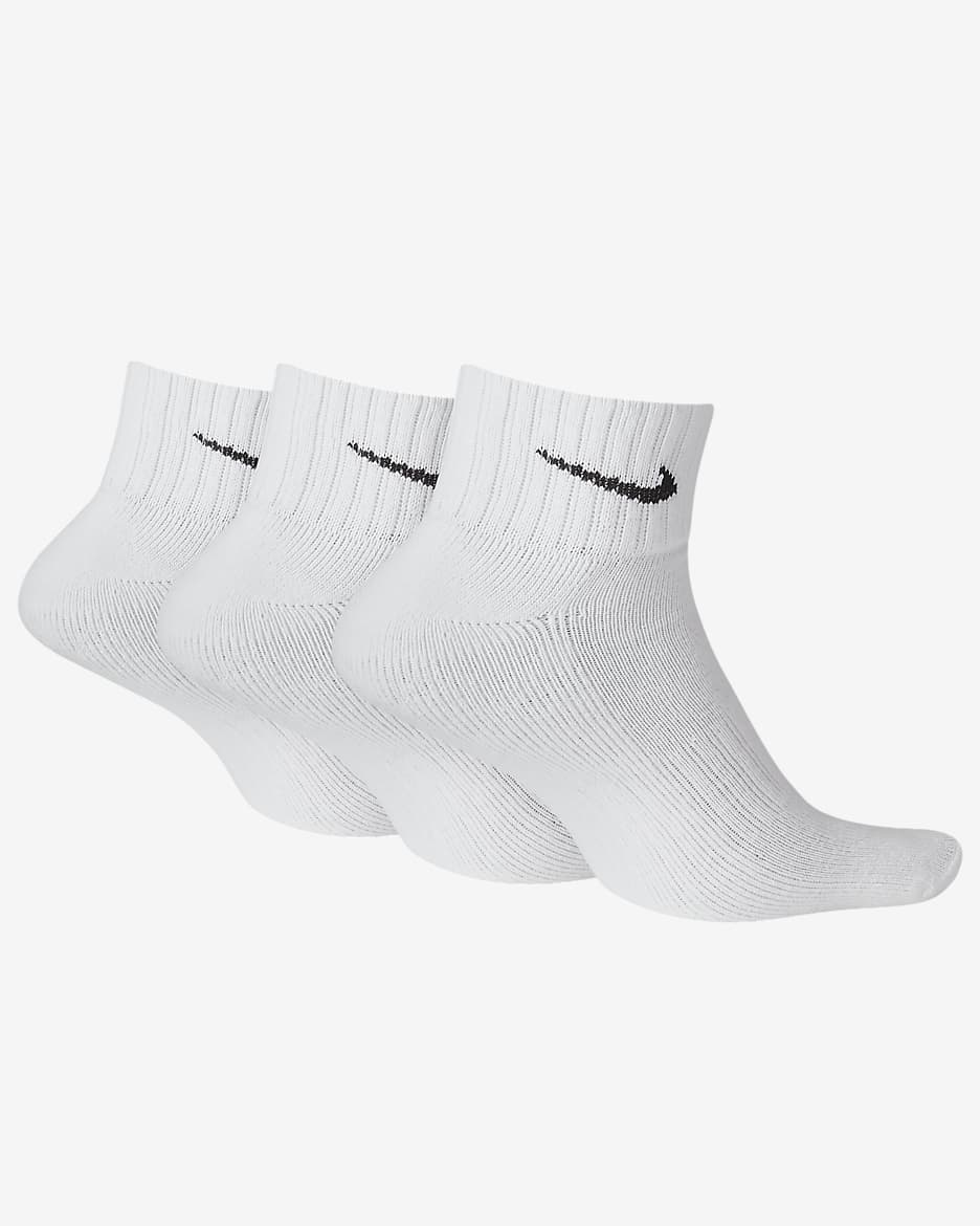 Nike gepolsterte Knöchelsocken (3 Paar) - Weiß/Schwarz