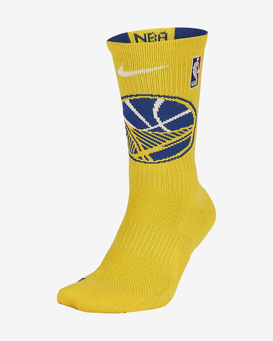 Calcetines largos Nike NBA Golden State Warriors Elite - Amarillo/Azul enérgico/Blanco