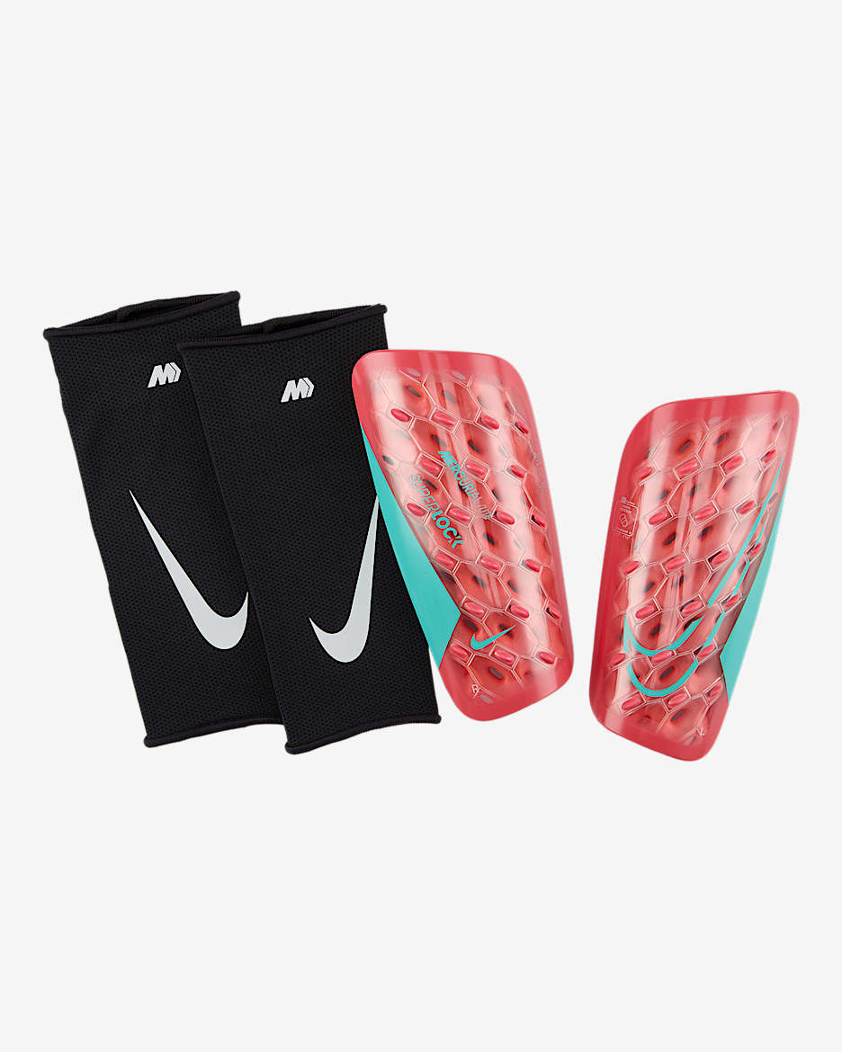 Protège-tibias de football Nike Mercurial Lite SuperLock - Ember Glow/Aurora Green/Aurora Green