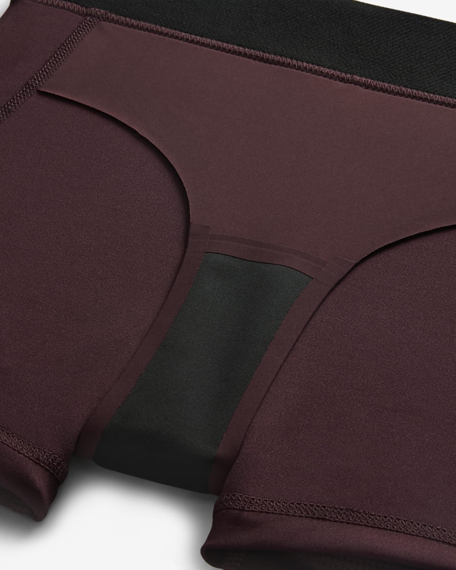 Nike Pro Leak Protection: Period Girls' Dri-FIT Shorts - Burgundy Crush/Black