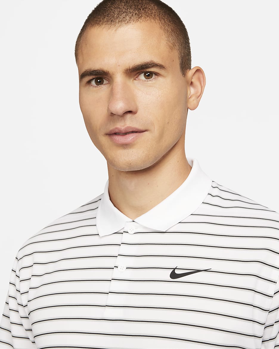 Nike Dri-FIT Victory Men's Striped Golf Polo - White/Black