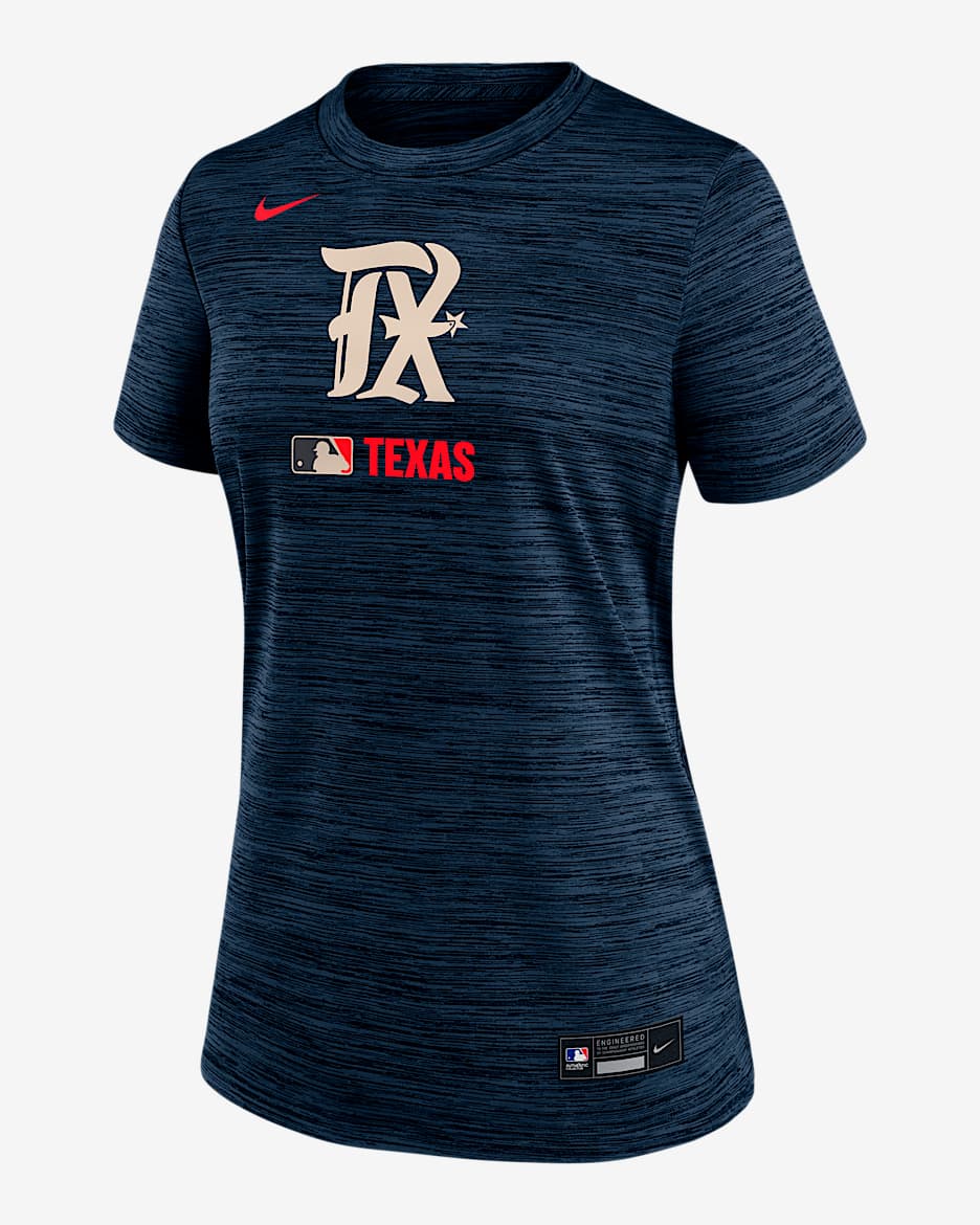 Texas Rangers Authentic Collection City Connect Velocity Women's Nike Dri-FIT MLB T-Shirt - Navy
