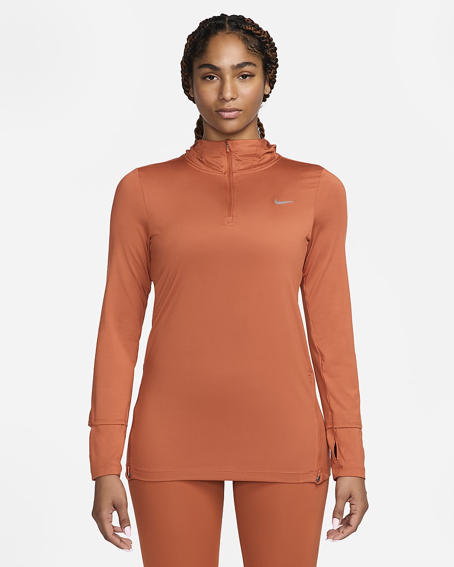 Nike Dri-FIT Swift UV Women's Hooded Running Jacket - Burnt Sunrise