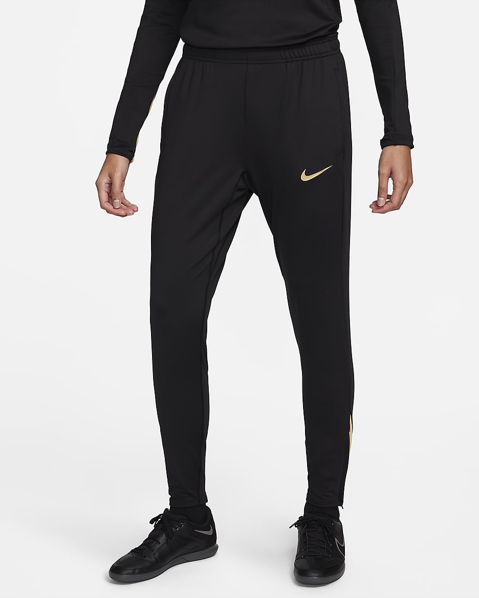 Nike Strike Dri-FIT fotballbukse til dame - Svart/Jersey Gold/Metallic Gold