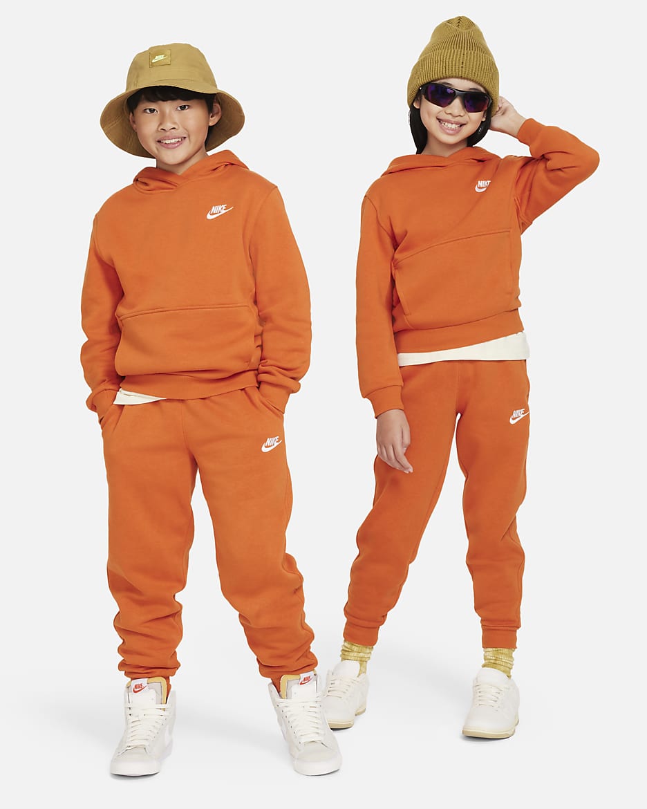 Sudadera con gorro sin cierre para niños talla grande Nike Sportswear Club Fleece - Naranja fogata/Blanco