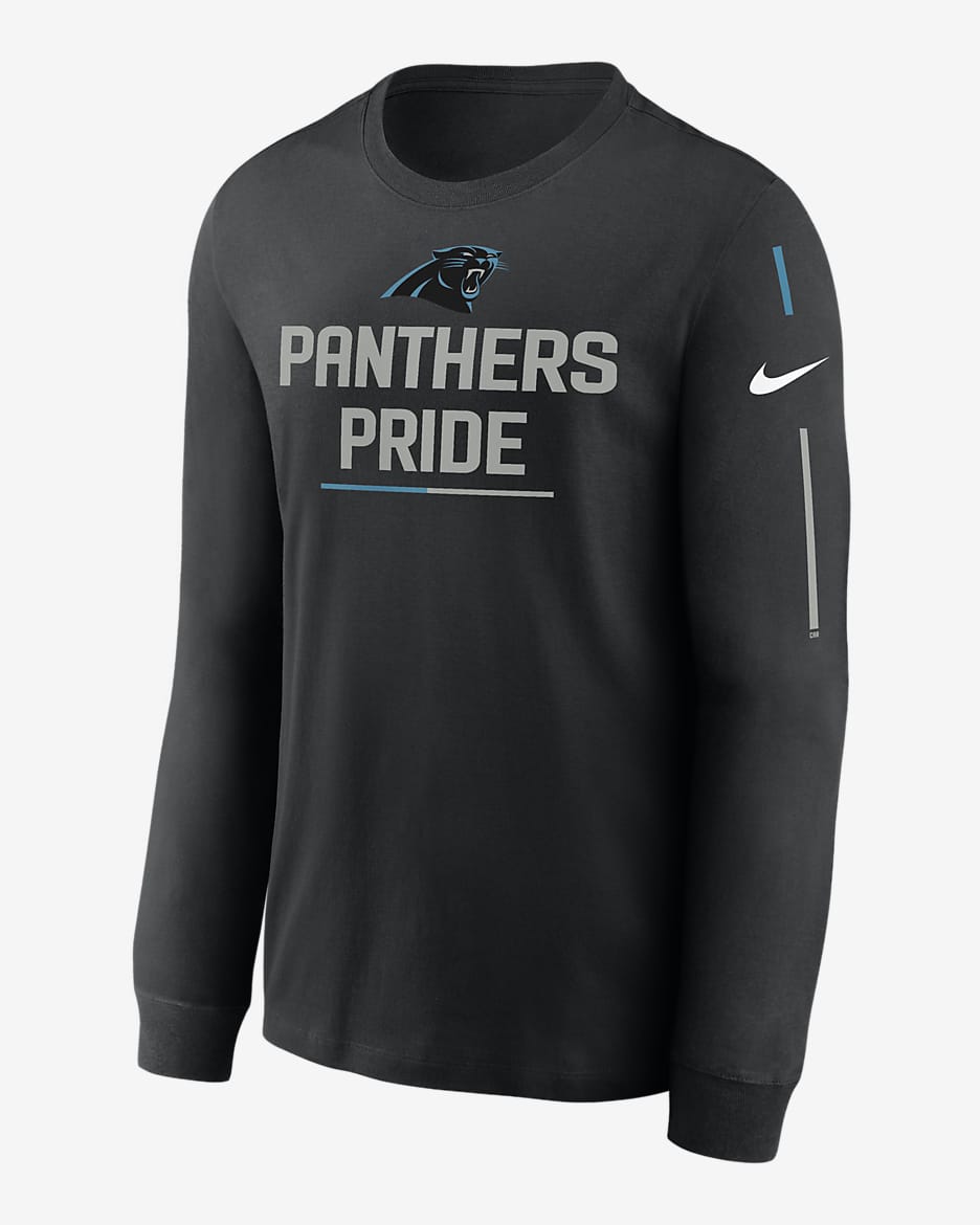 Playera de manga larga para hombre Nike Team Slogan (NFL Carolina Panthers) - Negro