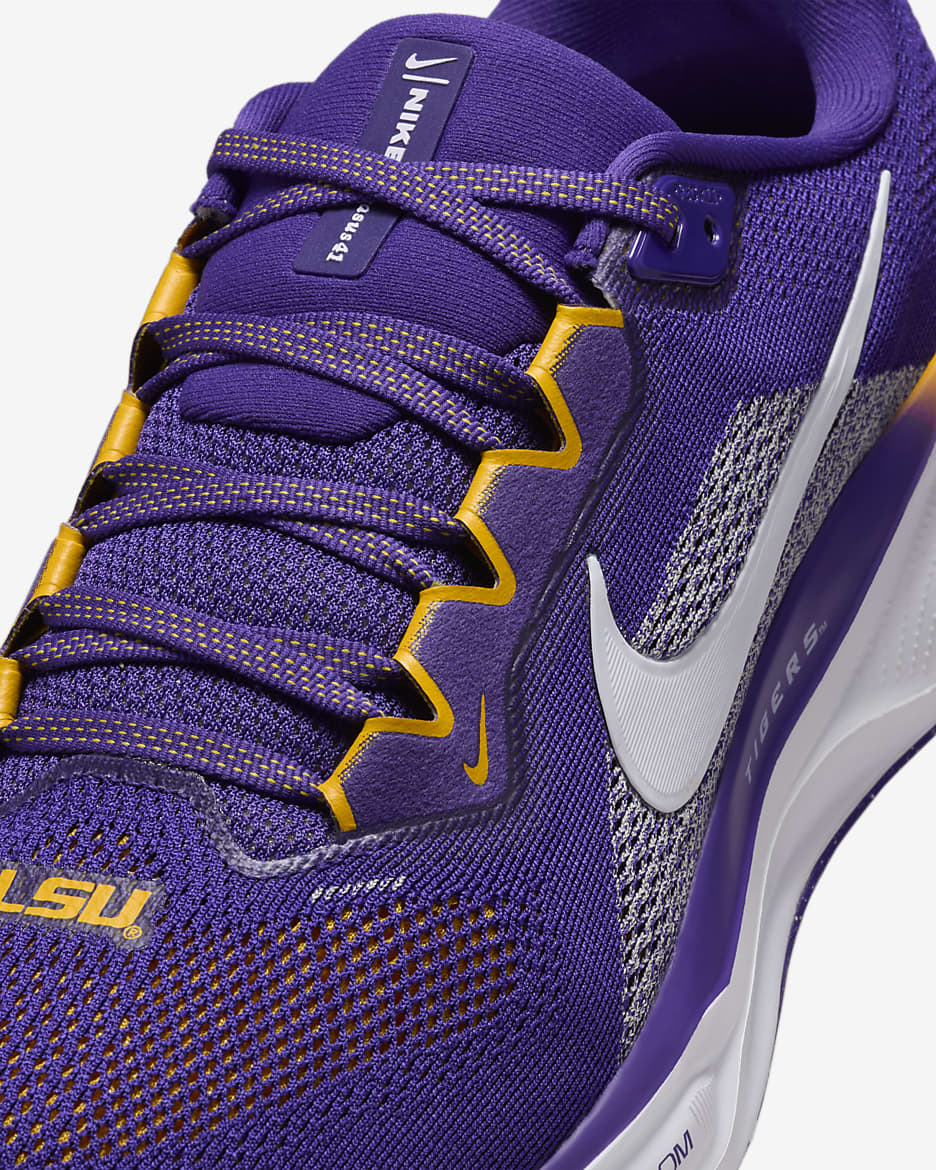 LSU Pegasus 41 Men's Nike College Road Running Shoes - Court Purple/White/University Gold/White