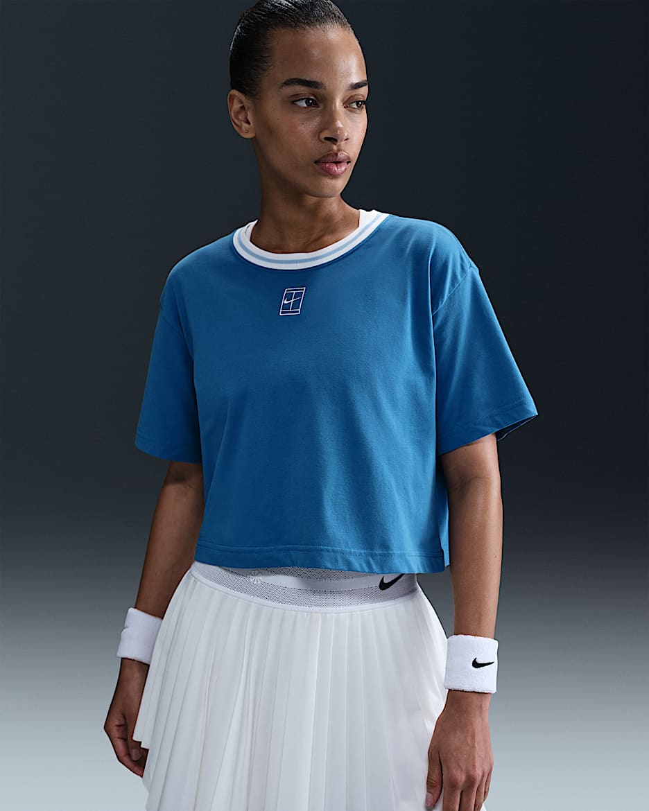 Playera de manga corta Dri-FIT cropped para mujer Nike Heritage - Estrella azul