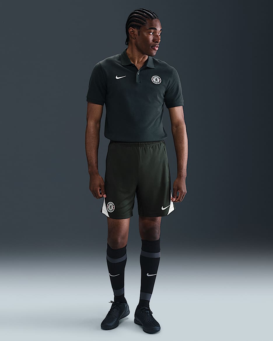 Chelsea F.C. Strike Men's Nike Dri-FIT Football Knit Shorts - Outdoor Green/Outdoor Green/Phantom/Phantom