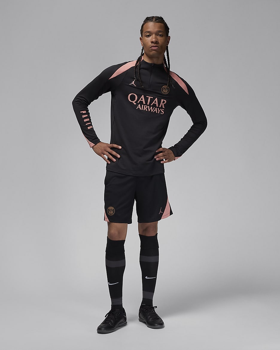 Męska treningowa koszulka piłkarska Jordan Dri-FIT Paris Saint-Germain Strike (wersja trzecia) - Czerń/Rust Pink/Rust Pink