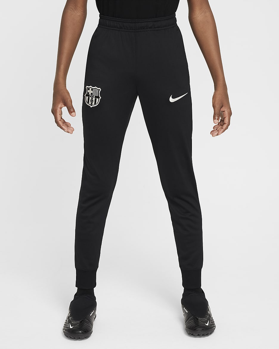 Fato de treino de futebol de malha Nike Dri-FIT Strike FC Barcelona Júnior - Preto/Vermelho Noble/Azul Royal intenso/Castanho Orewood claro