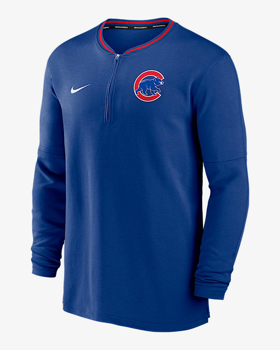 Playera de manga larga Nike Dri-FIT de la MLB de medio cierre para hombre Chicago Cubs Authentic Collection - Royal