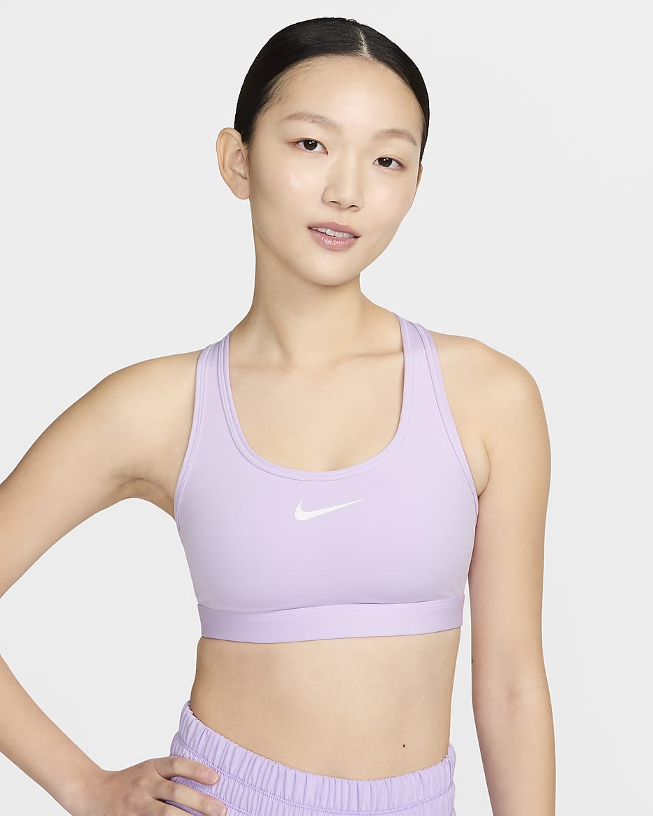 Nike Swoosh Medium Support Women's Padded Sports Bra - Violet Mist/White