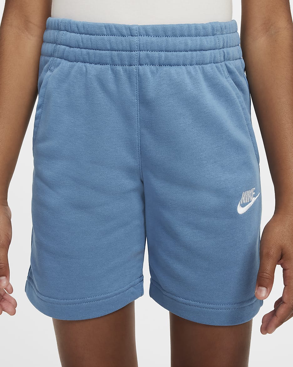 Nike Sportswear Club Fleece Big Kids' French Terry Shorts - Aegean Storm/White