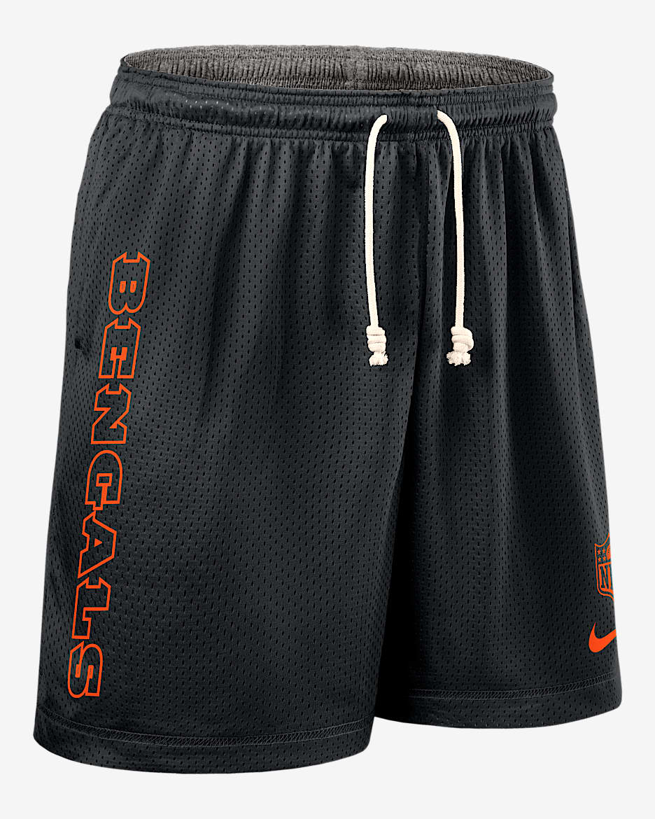 Shorts Nike Dri-FIT de la NFL para hombre Cincinnati Bengals Sideline Reversible - Negro