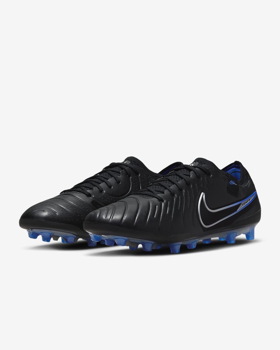 Nike Tiempo Legend 10 Elite Artificial-Grass Soccer Cleats - Black/Hyper Royal/Chrome