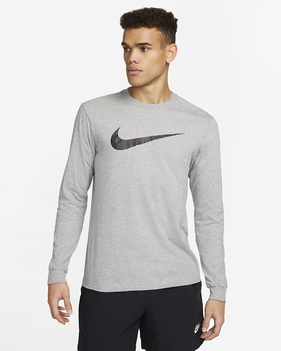 Playera de manga larga para hombre Nike Sportswear - Gris oscuro jaspeado