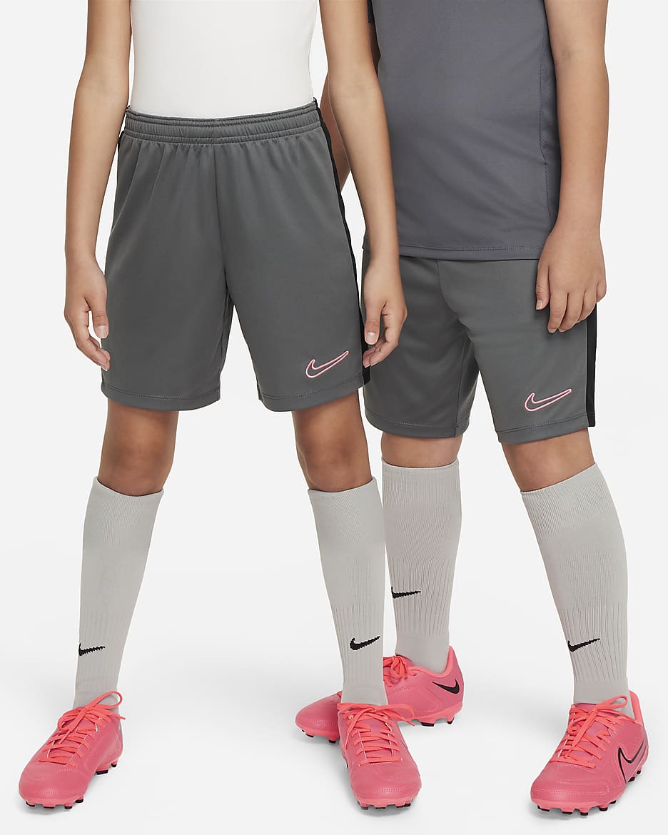 กางเกงฟุตบอลขาสั้นเด็ก Nike Dri-FIT Academy23 - Iron Grey/ดำ/Sunset Pulse