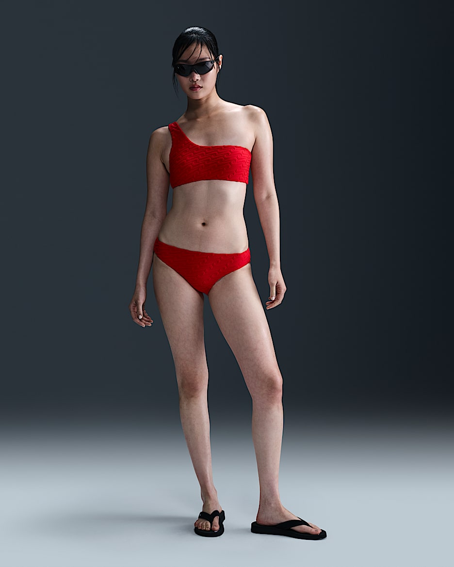 Nike Swim Swoosh Link Women's Terry Hipster Bikini Bottom - University Red