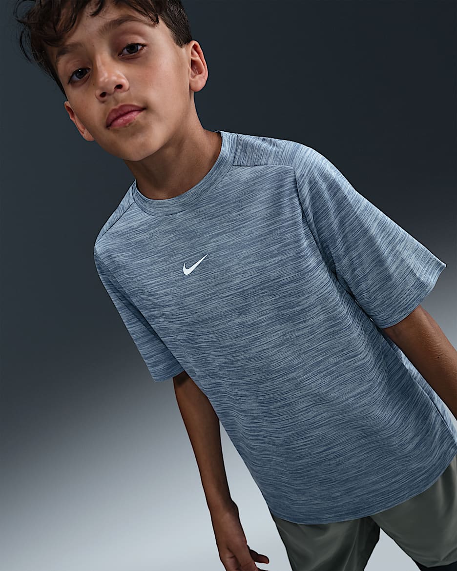 Nike Multi Older Kids' Dri-FIT Short-Sleeve Top - World Indigo/Celestine Blue/White