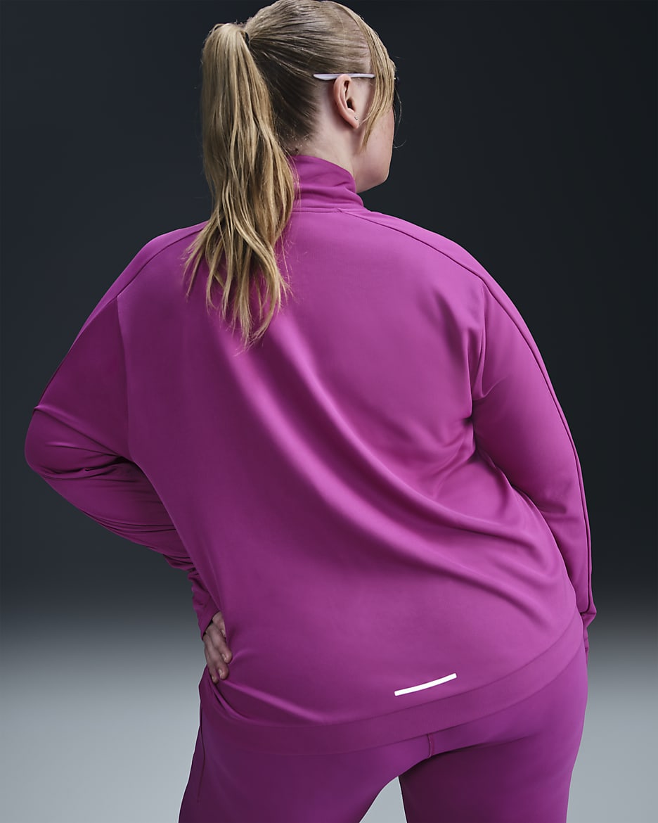 Nike Swoosh Women's Dri-FIT 1/4-Zip Mid Layer (Plus Size) - Hot Fuchsia/Light Wild Mango