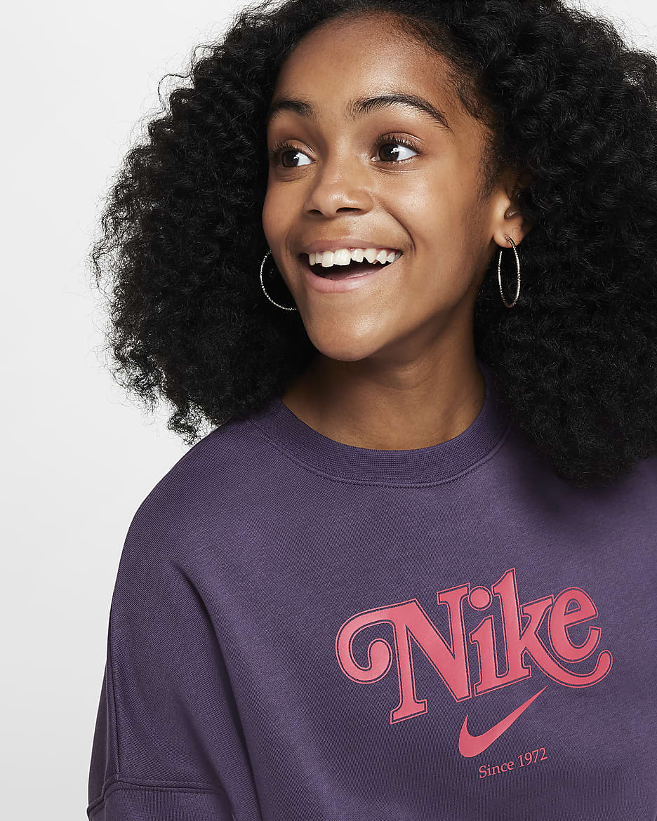 Nike Sportswear Girls' Cropped Fleece Sweatshirt - Dark Raisin