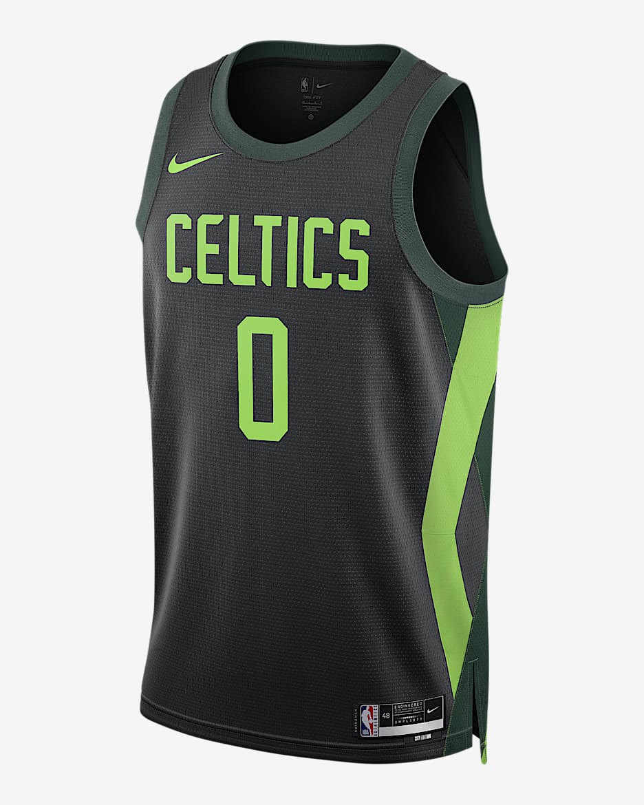 Jersey Nike Dri-FIT de la NBA Swingman para hombre Jayson Tatum Boston Celtics 2024/25 City Edition - Negro/Verde pro/Verde acción