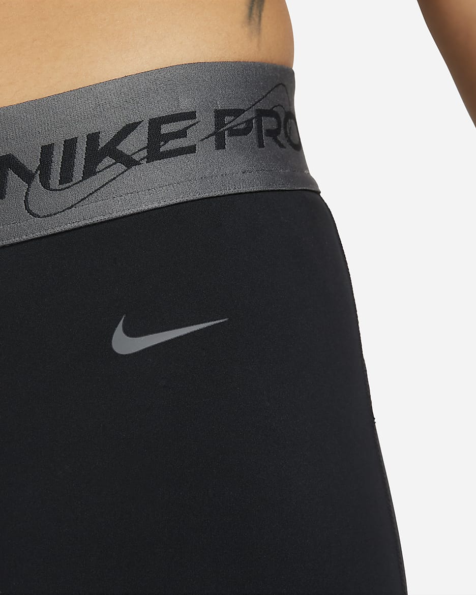 Nike Pro Women's Mid-Rise 7/8 Graphic Leggings - Black/Iron Grey