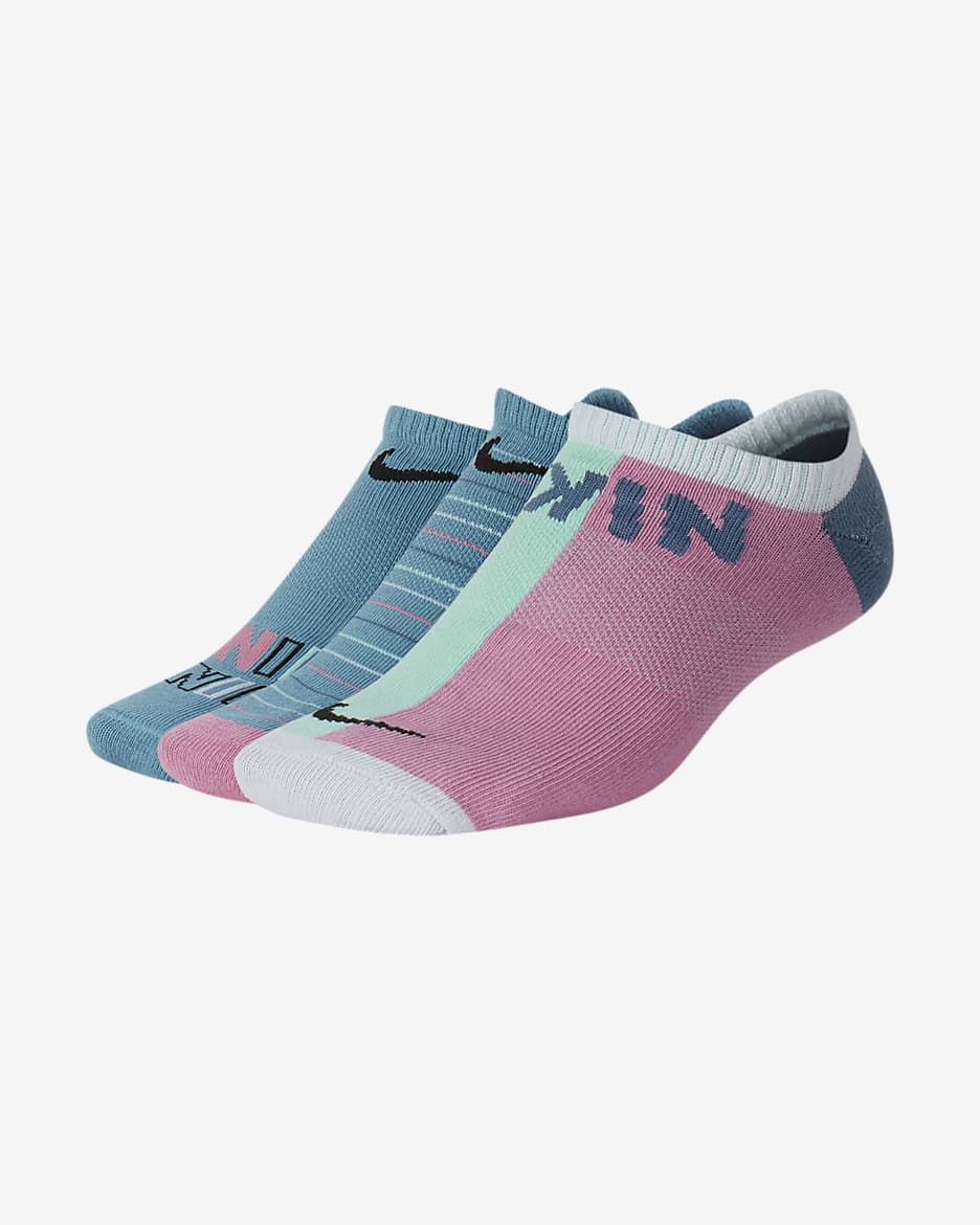 Nike Everyday Lightweight Big Kids’ Graphic No-Show Socks (3 Pairs) - Multi-Color