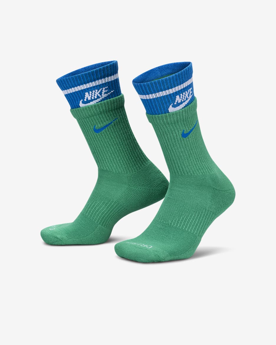 Středně vysoké ponožky Nike Everyday Plus s tlumením (1 pár) - Stadium Green/Laser Orange/Bílá