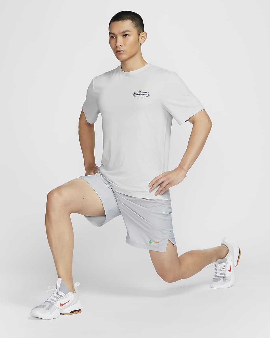 Nike Hyverse Men's Dri-FIT UV Short-sleeve Versatile Top - Photon Dust/Deep Royal Blue