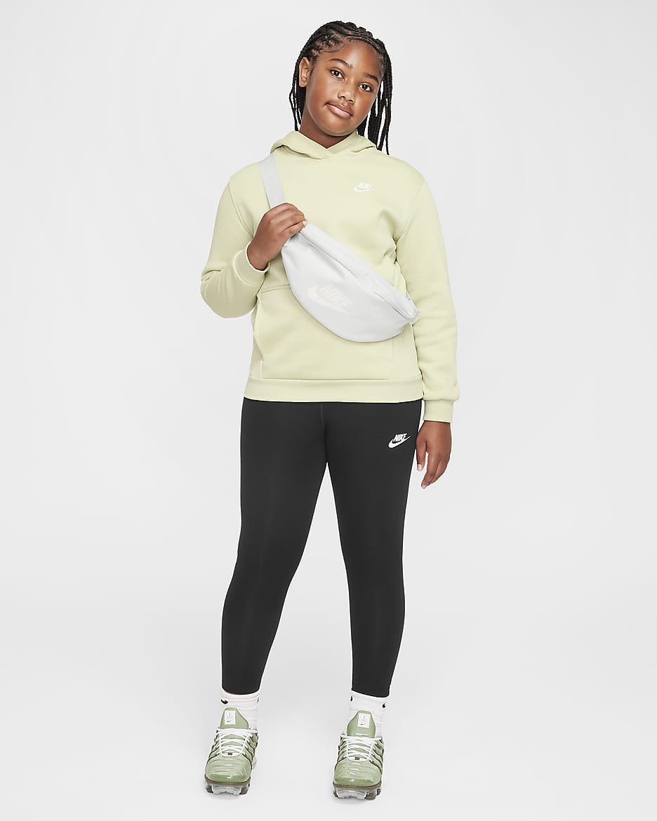 Leggings de tiro alto para niña talla grande (talla amplia) Nike Sportswear Classic - Negro/Blanco