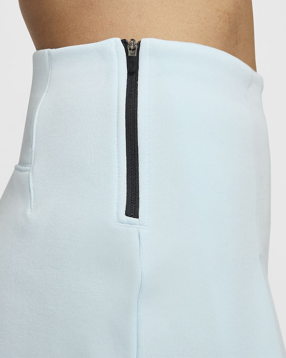 Shorts de tiro alto de 8 cm plisados para mujer Nike Sportswear Tech Fleece - Azul glacial/Negro