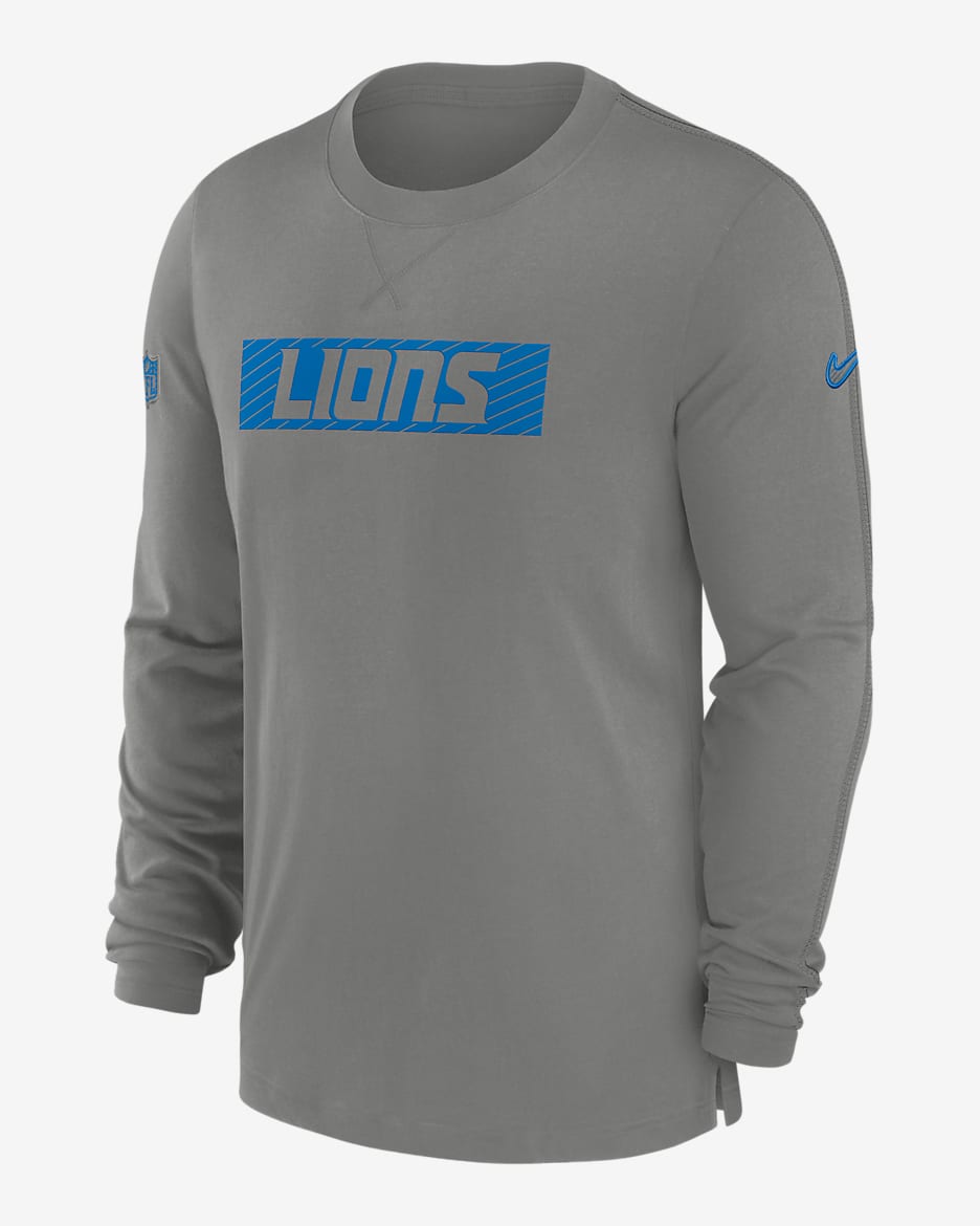 Detroit Lions Sideline Player Team Issue Men’s Nike Dri-FIT Long-Sleeve Top - Grey