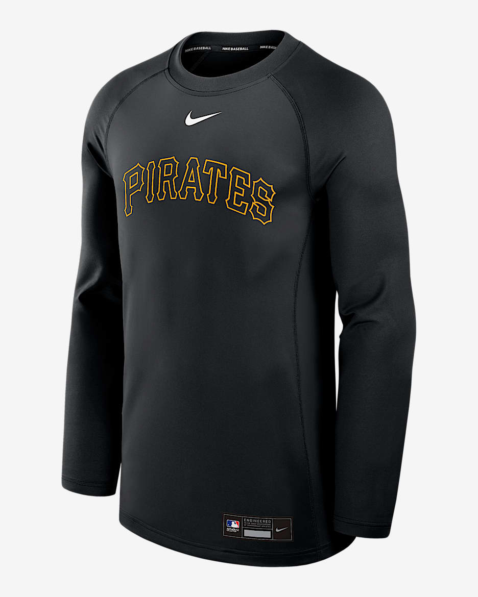 Sudadera de cuello redondo sin cierre Nike Dri-FIT de la MLB para hombre Pittsburgh Pirates Authentic Collection Game Time - Negro