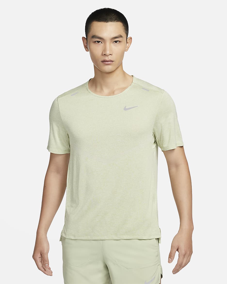 Nike Dri-FIT Rise 365 Men's Short-Sleeve Running Top - Olive Aura/Heather