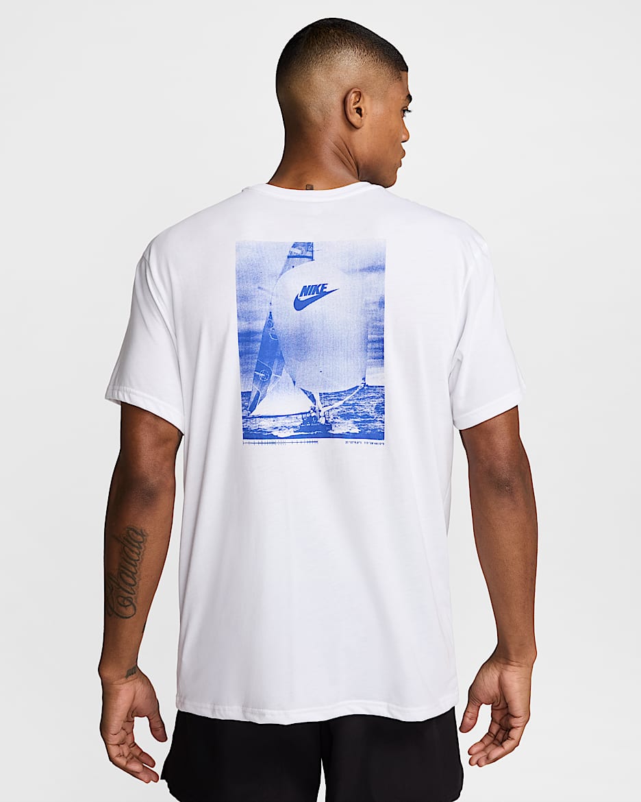 Playera de manga corta para hombre Nike Swim Hydroguard - Blanco/Royal juego/Royal juego