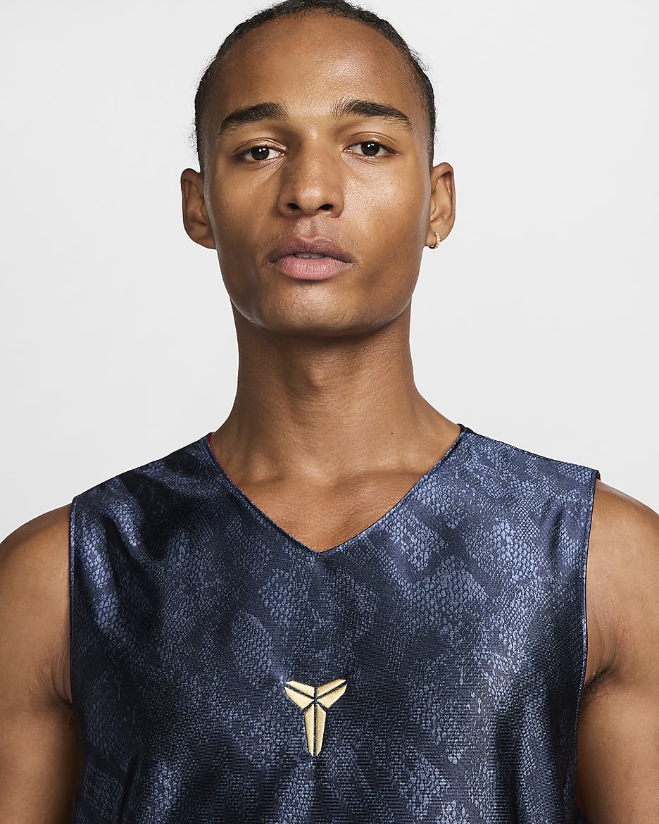 KB Nike Dri-FIT Standard Issue omkeerbare basketbaljersey voor heren - Dark Obsidian/Varsity Red/Jersey Gold