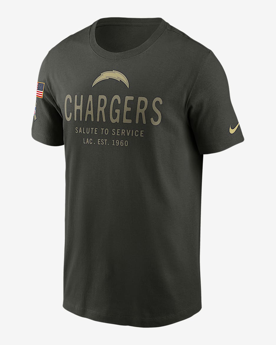 Los Angeles Chargers Salute to Service Sideline Primary Edge Men's Nike Dri-FIT NFL T-Shirt - Sequoia