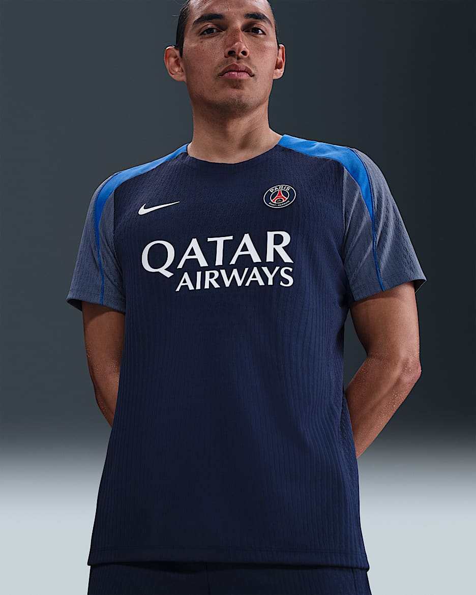 Paris Saint-Germain Strike Elite Men's Nike Dri-FIT ADV Football Short-Sleeve Top - Midnight Navy/Hyper Royal/White