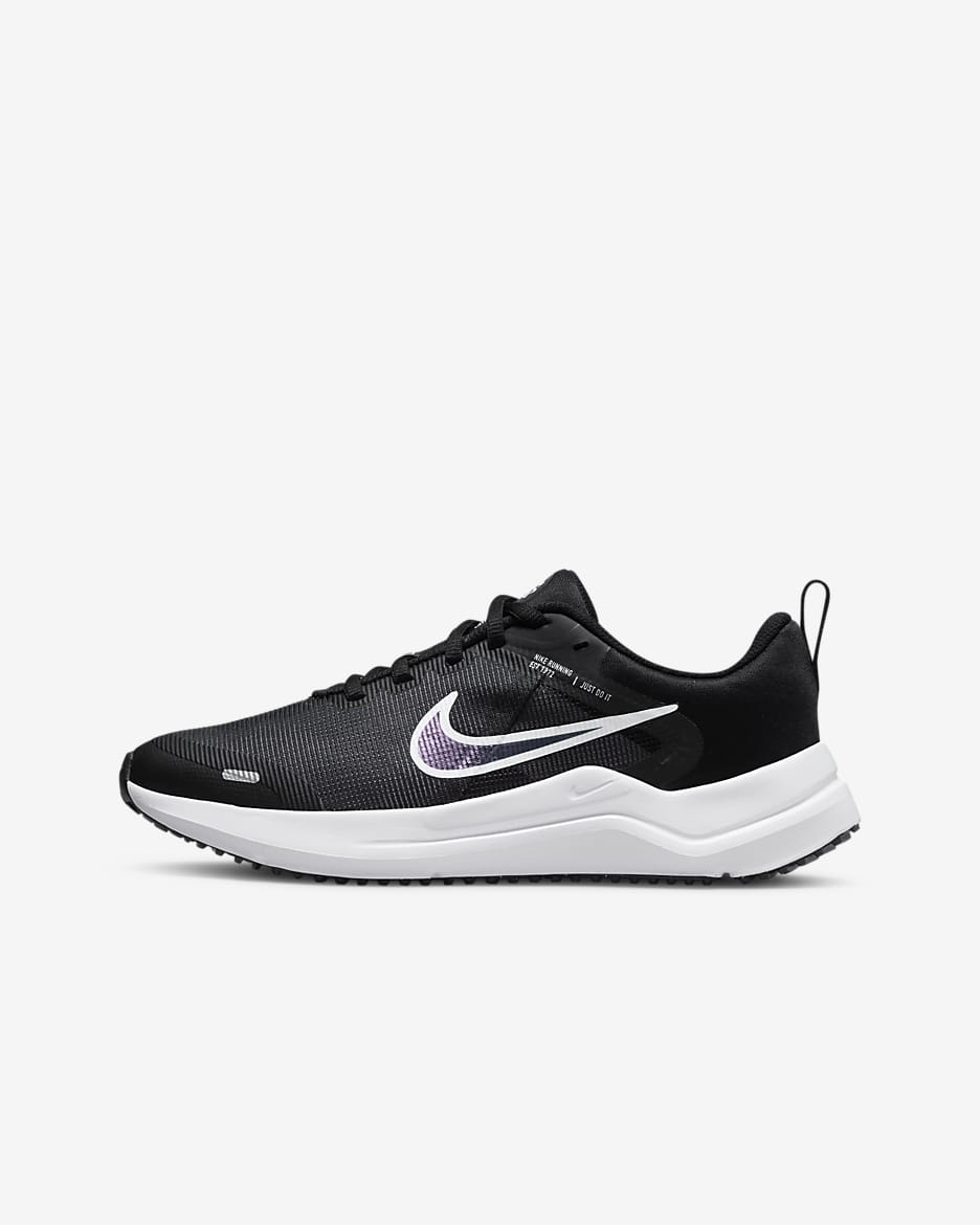 Nike Downshifter 12 Older Kids' Road Running Shoes - Black/Dark Smoke Grey/White