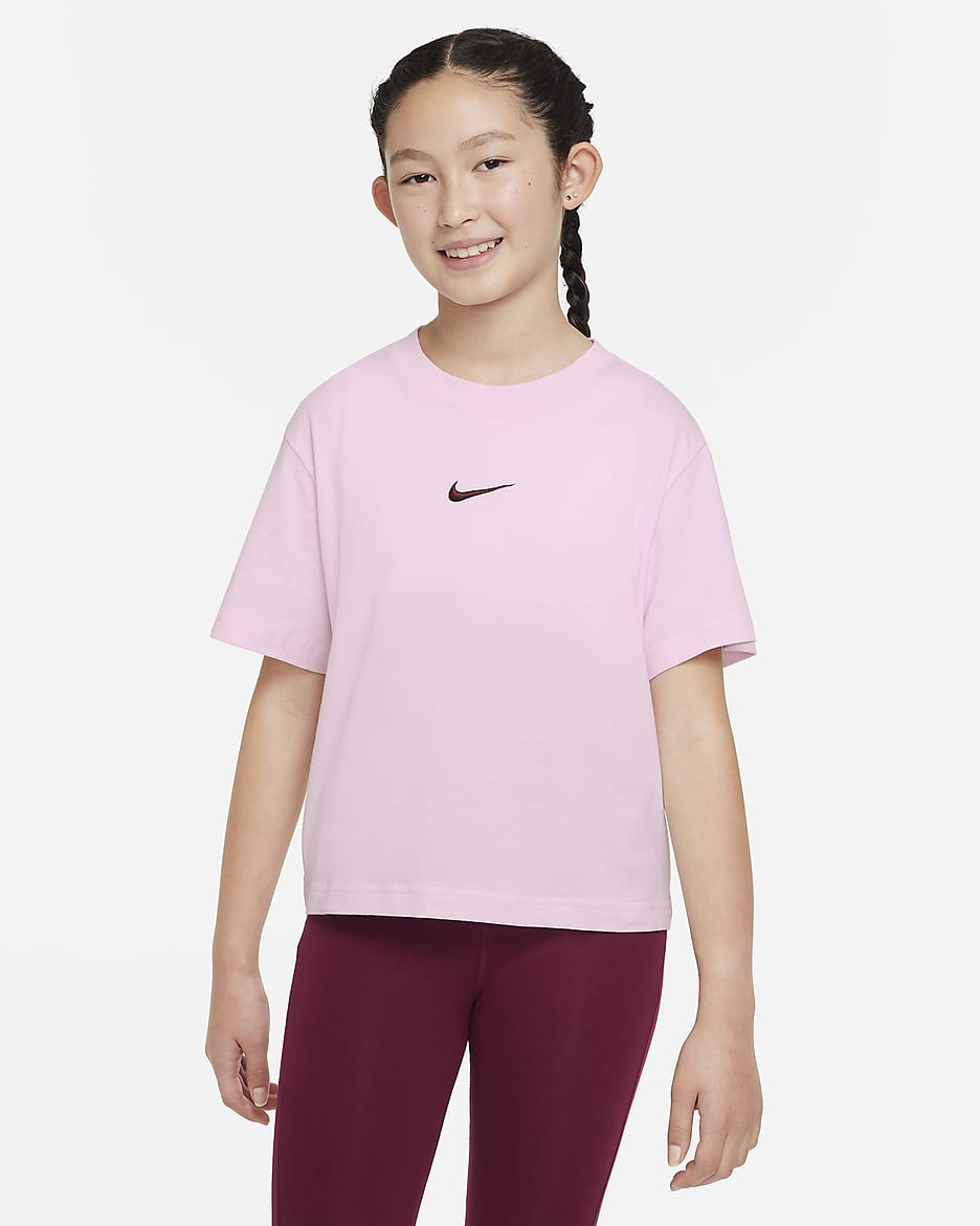 Nike Sportswear 大童 (女童) T 恤 - Pink Foam/Dark Beetroot